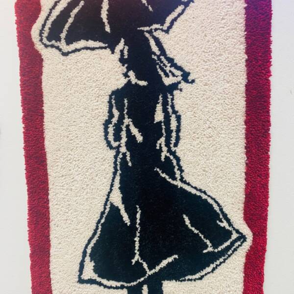 The umbrella lady handmade tufted rug