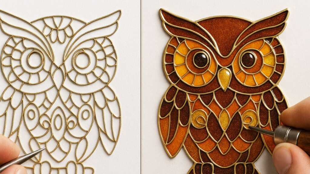 Cloisonné Art of an owl