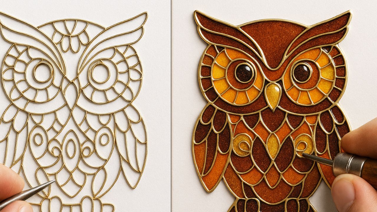 Cloisonné Art of an owl