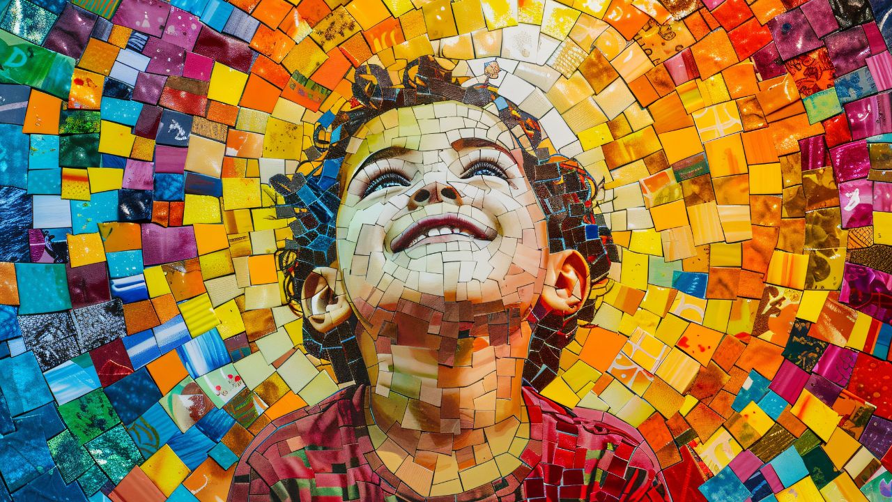 Mosaic Art of a small boy baby